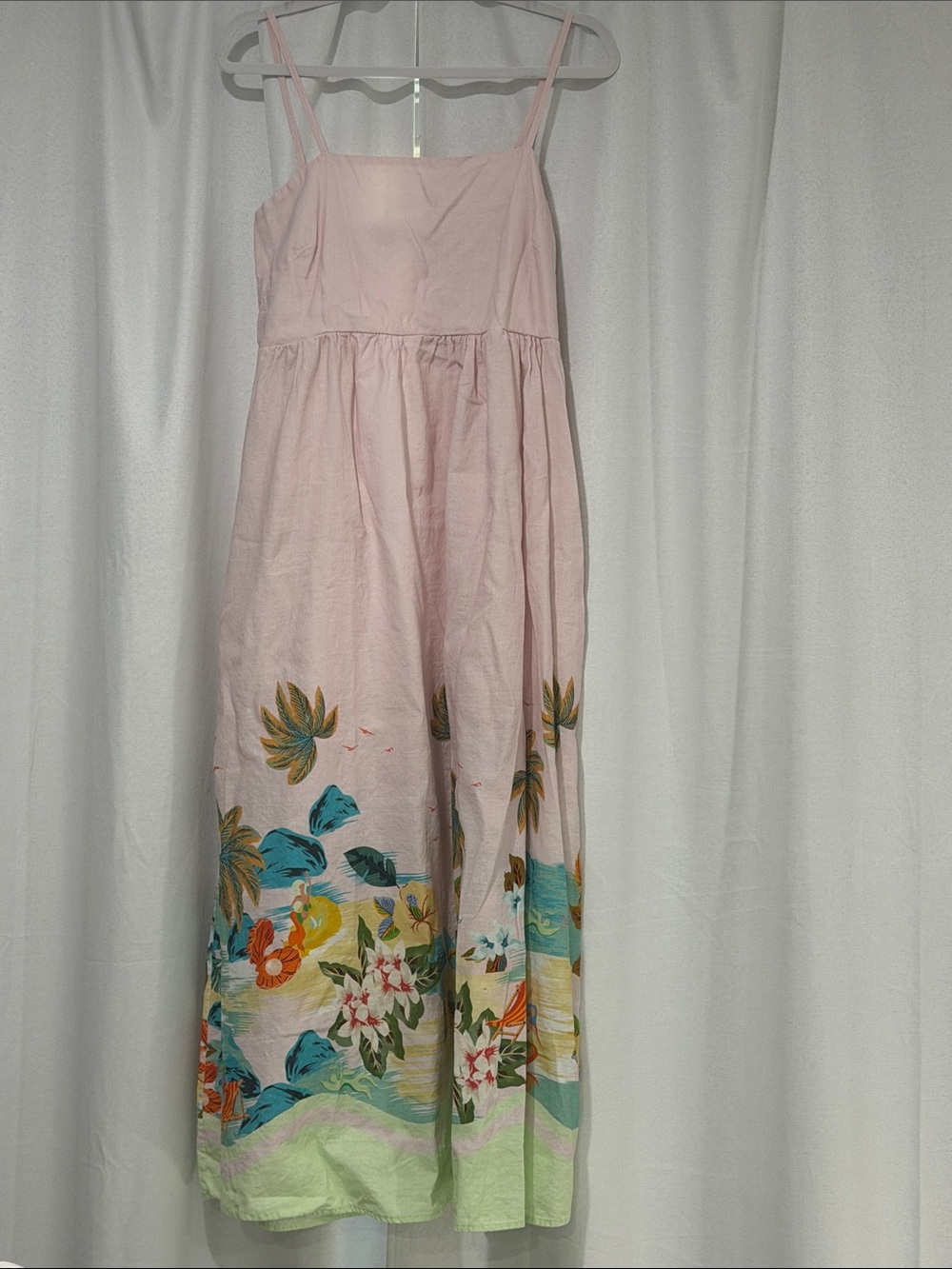 Pink Floral Border Maxi Dress